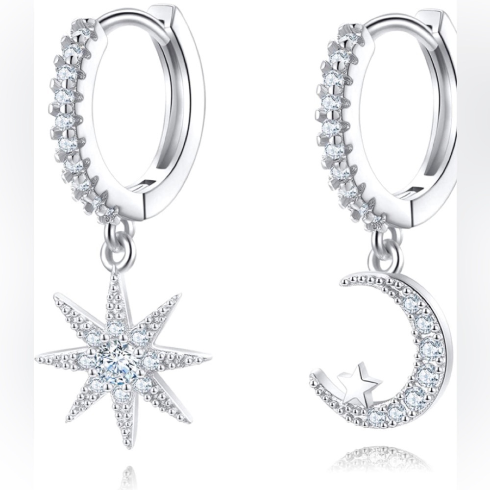 Sterling Silver Sun and Moon Earrings